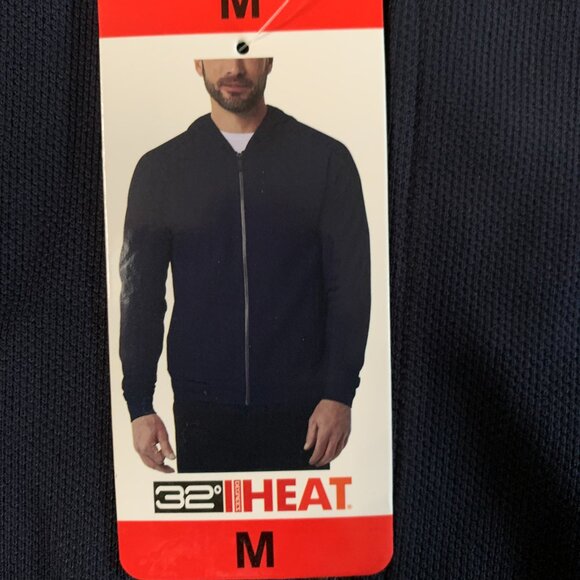 NWT 32 Degree Heat Men's size Medium Navy Full Zip Hooded Jacket - Picture 4 of 10
